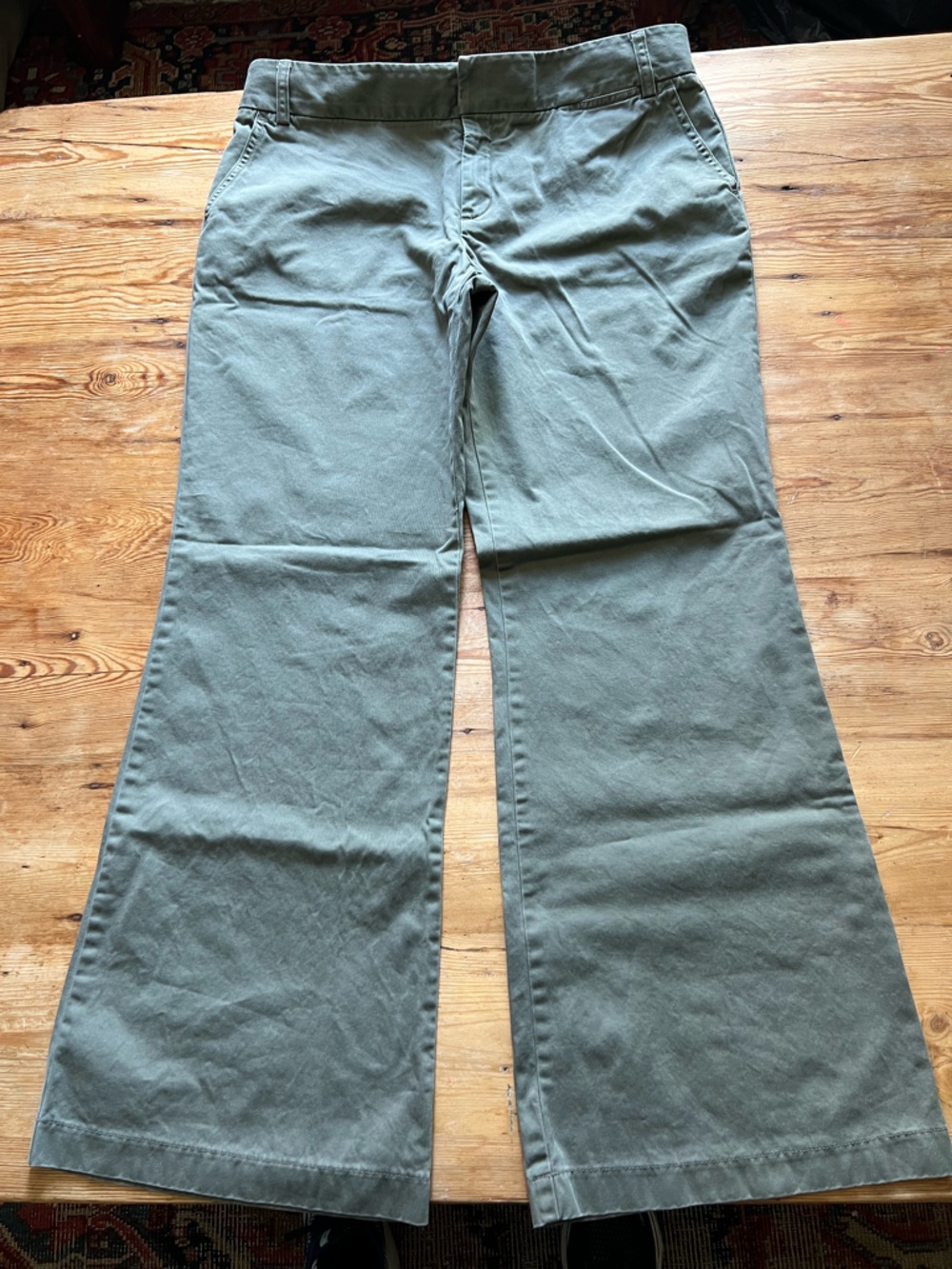 J. Crew Olive Green Wide-Leg Cotton Pants